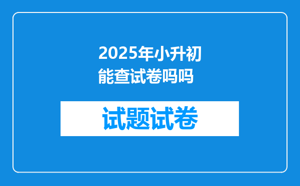 2025年小升初能查试卷吗吗