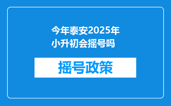 今年泰安2025年小升初会摇号吗