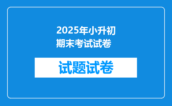 2025年小升初期末考试试卷