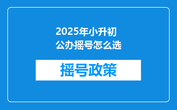 2025年小升初公办摇号怎么选