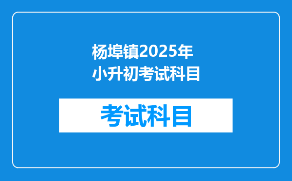 杨埠镇2025年小升初考试科目