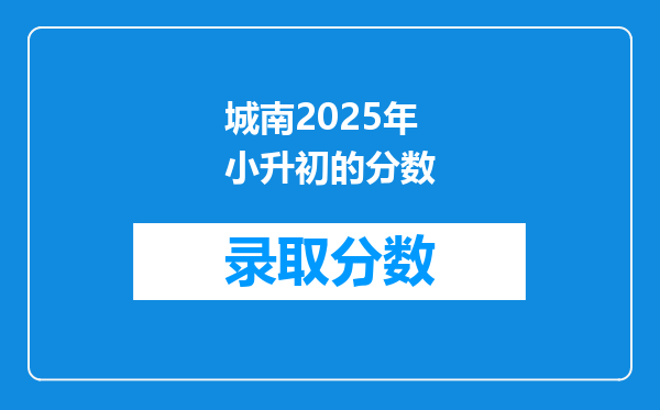 城南2025年小升初的分数