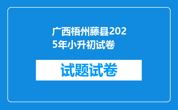 广西梧州藤县2025年小升初试卷