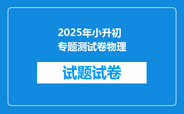 2025年小升初专题测试卷物理