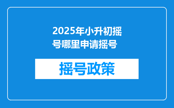 2025年小升初摇号哪里申请摇号