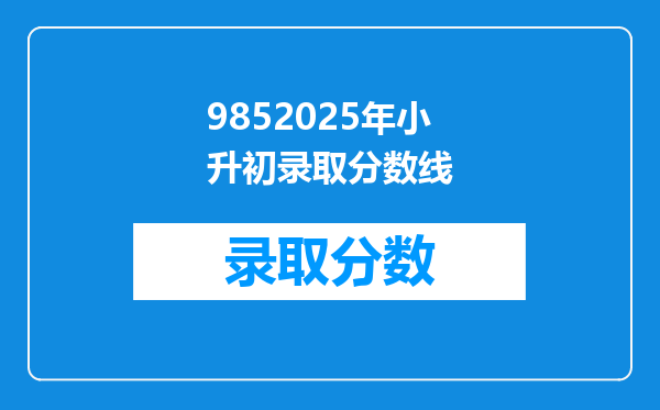 9852025年小升初录取分数线