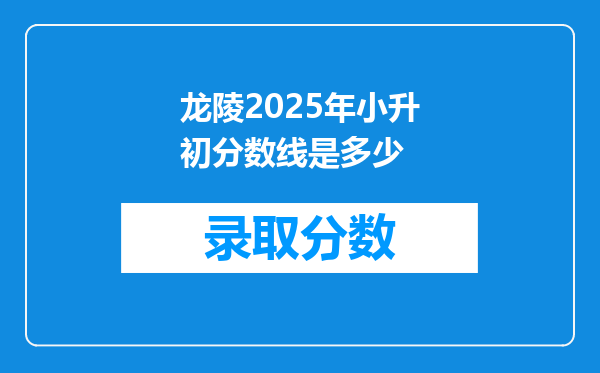 龙陵2025年小升初分数线是多少