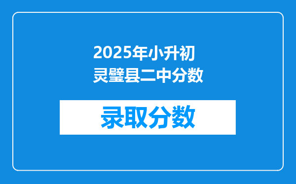 2025年小升初灵璧县二中分数