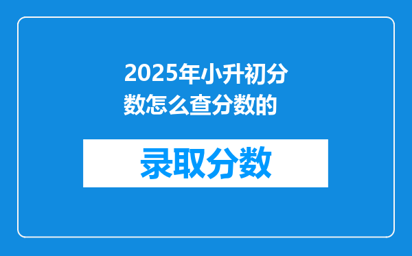 2025年小升初分数怎么查分数的