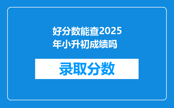 好分数能查2025年小升初成绩吗