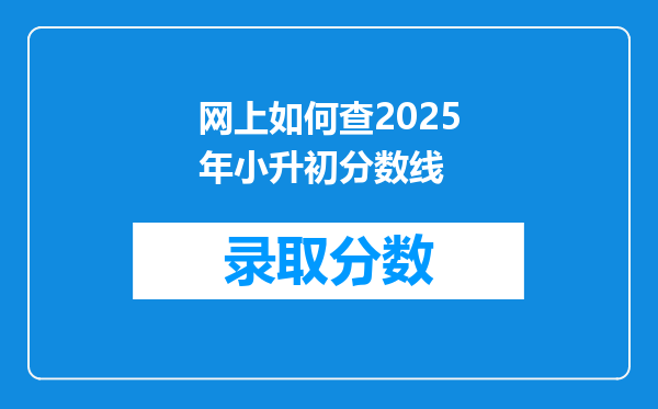 网上如何查2025年小升初分数线