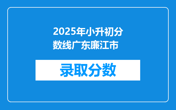 2025年小升初分数线广东廉江市