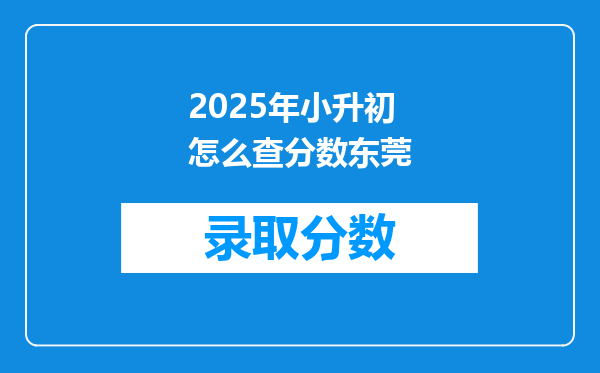 2025年小升初怎么查分数东莞