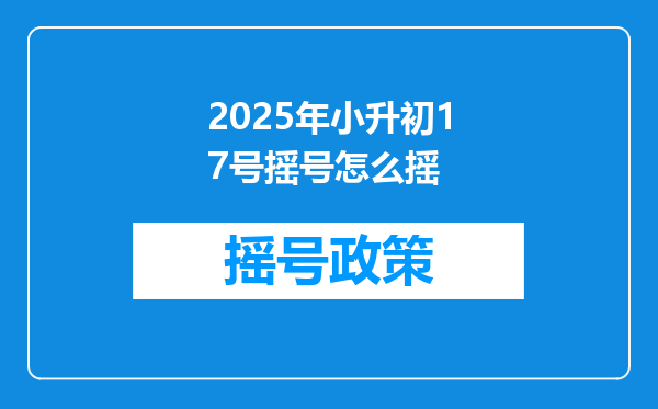 2025年小升初17号摇号怎么摇