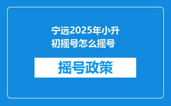 宁远2025年小升初摇号怎么摇号