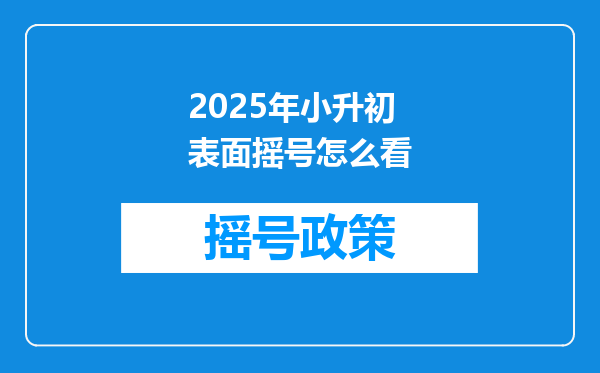 2025年小升初表面摇号怎么看