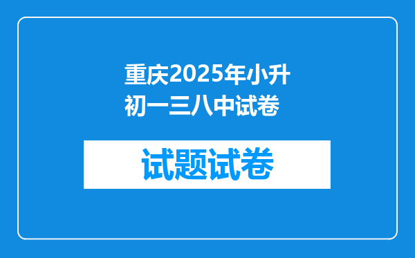 重庆2025年小升初一三八中试卷