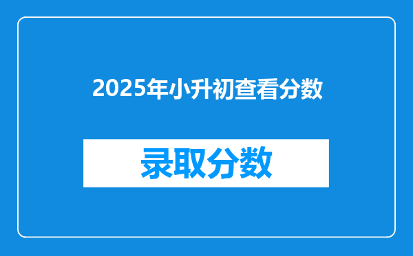 2025年小升初查看分数