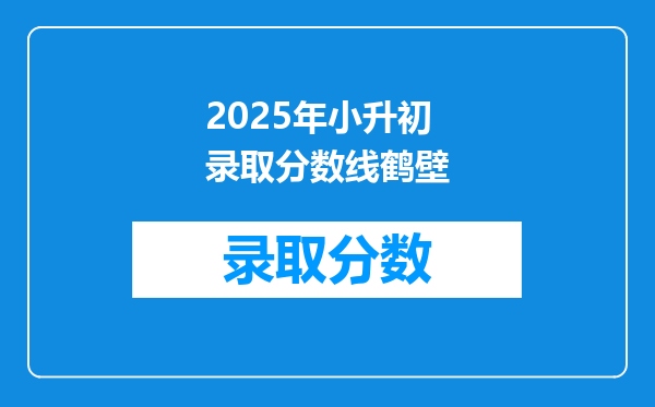 2025年小升初录取分数线鹤壁