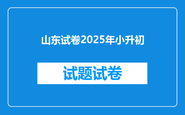 山东试卷2025年小升初