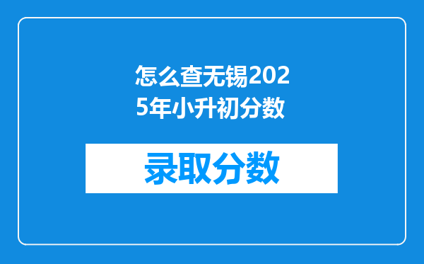 怎么查无锡2025年小升初分数