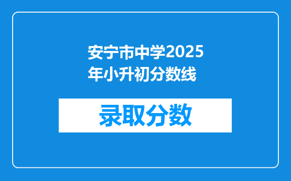 安宁市中学2025年小升初分数线