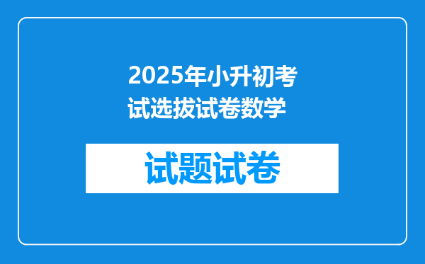 2025年小升初考试选拔试卷数学