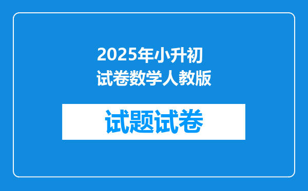 2025年小升初试卷数学人教版