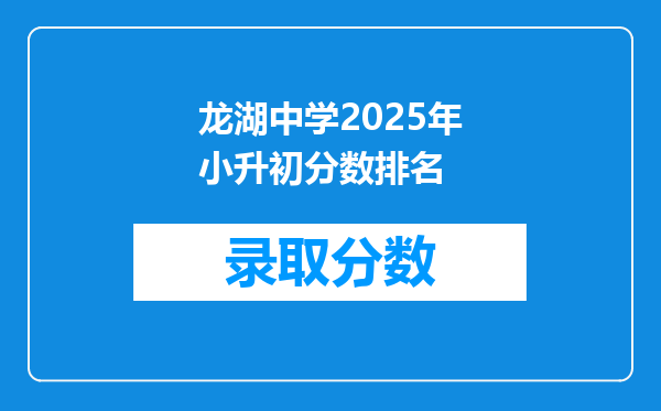 龙湖中学2025年小升初分数排名