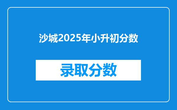 沙城2025年小升初分数