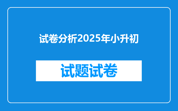 试卷分析2025年小升初