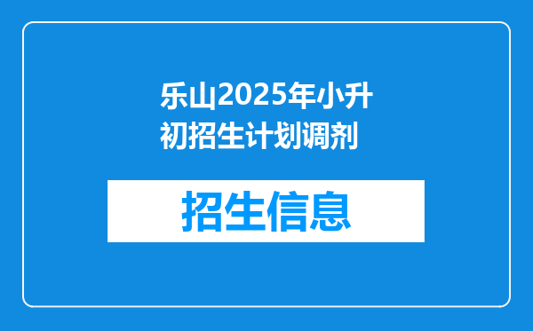 乐山2025年小升初招生计划调剂