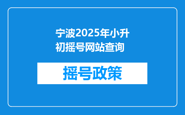 宁波2025年小升初摇号网站查询