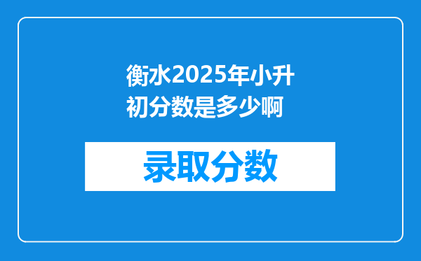 衡水2025年小升初分数是多少啊