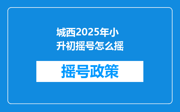 城西2025年小升初摇号怎么摇