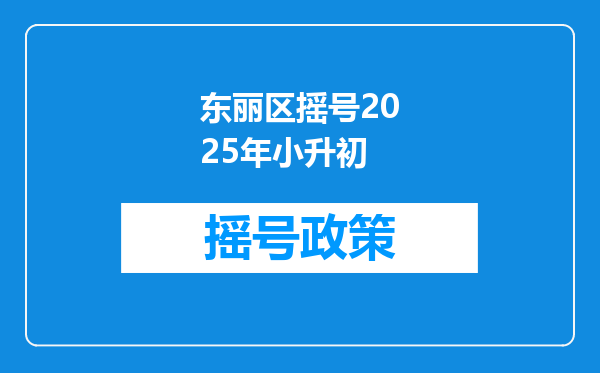 东丽区摇号2025年小升初