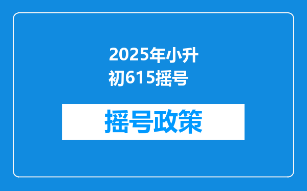 2025年小升初615摇号