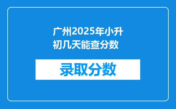 广州2025年小升初几天能查分数