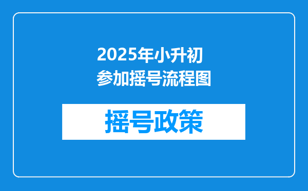 2025年小升初参加摇号流程图