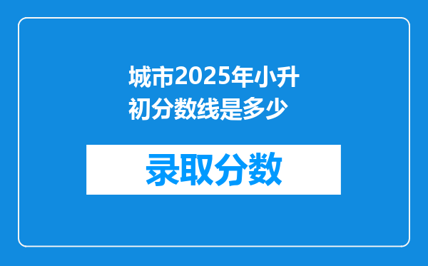 城市2025年小升初分数线是多少