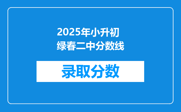 2025年小升初绿春二中分数线