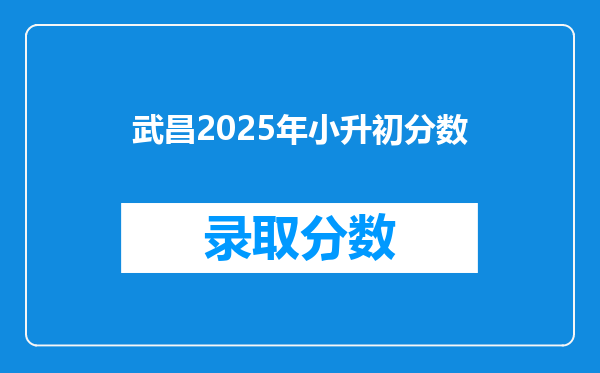 武昌2025年小升初分数