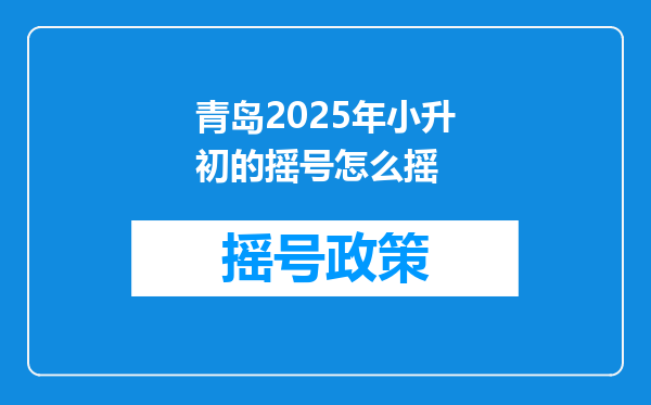 青岛2025年小升初的摇号怎么摇