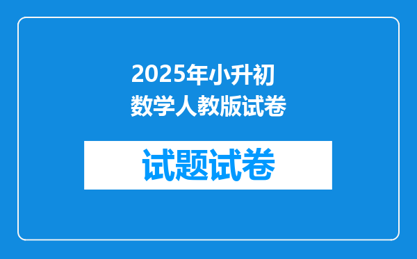 2025年小升初数学人教版试卷