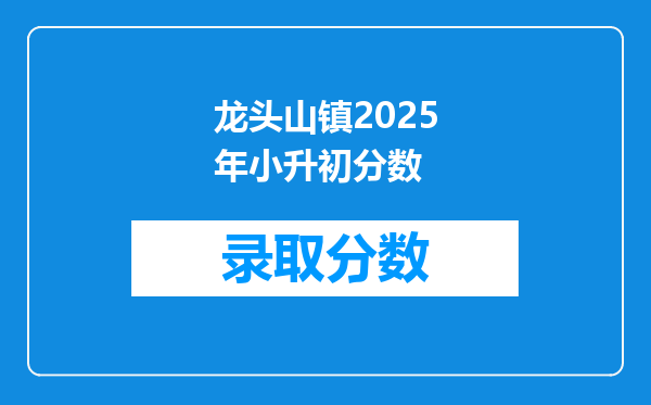 龙头山镇2025年小升初分数