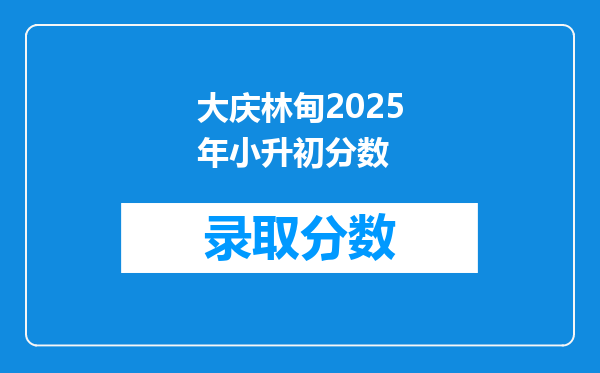 大庆林甸2025年小升初分数