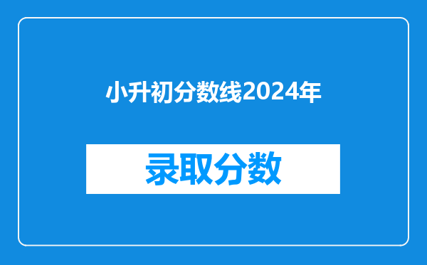 小升初分数线2024年