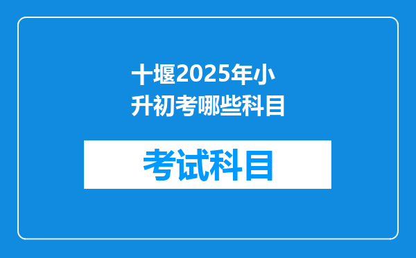 十堰2025年小升初考哪些科目