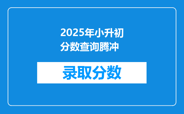 2025年小升初分数查询腾冲