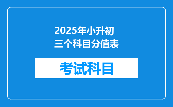 2025年小升初三个科目分值表